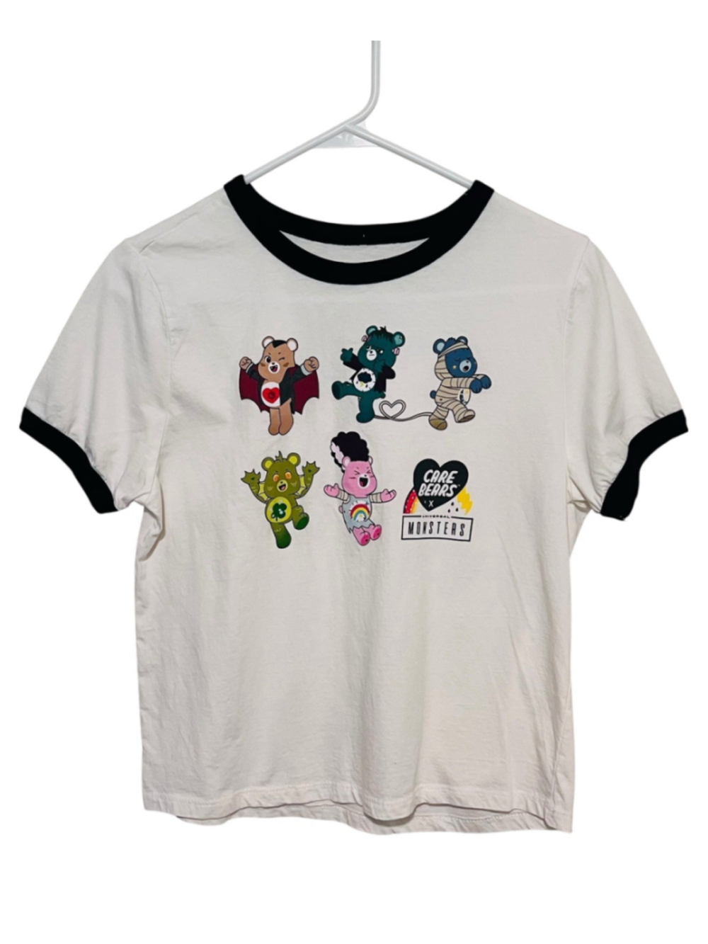 Care Bears Universal Monsters Baby Tee Women’s Medium Cotton Ringer T-Shirt